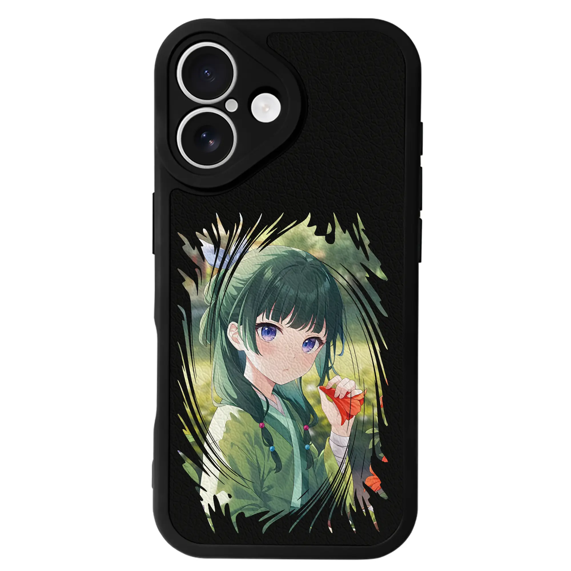 薬屋のひとりごと グッズ,猫猫 - IPhone 16シリーズ対応 ・ シリコンスマホケース ・ レザー調 ・ 高精度フィット ・ 耐衝撃 ・ ワイヤレス充電対応 ・ 精密カット